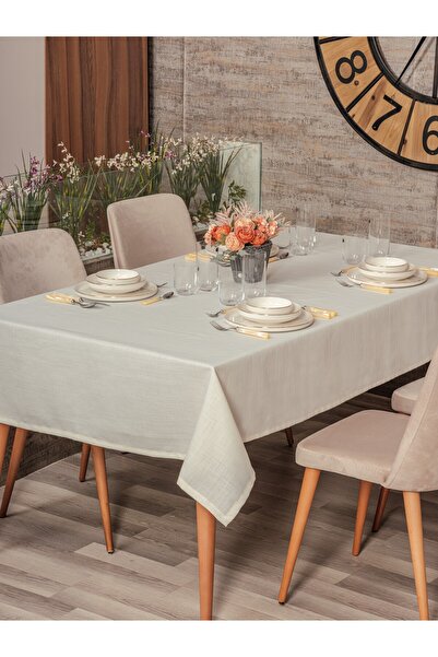 Cotton Box Plain Tablecloth Cream 155x160