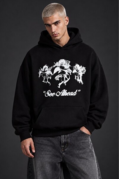 Fadeback Triple Angels Oversize Erkek Hoodie