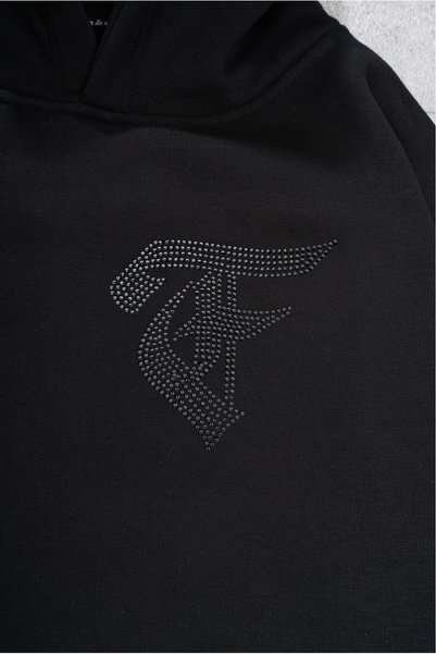 Fadeback Rhinestones Goth Oversize Hoodie