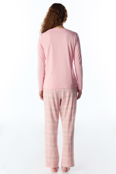 Penti Set de pijamale roz, confortabil, cu pantaloni cu mâneci lungi