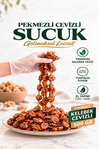 Gaziantep Baharat Cevizli Sucuk Pekmezli 500 gr Özel Yapım Antep Cevizli Pekm...