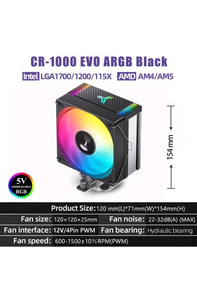 Choice A-RGB WHITE CR-1000 EVO ARGB Bk JONSBO CR-1000 EVO 4 Heat pipes TDP 22...
