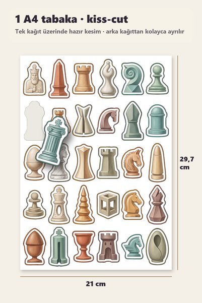 Dekorif 30-Piece Modernist Chess Figures Sticker Set - for Laptop and Notebook