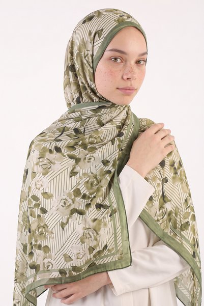 Salih Çelebi Botanik Çizgi Aqua Soft Shawl 4080 - ΠΡΑΣΙΝΟ