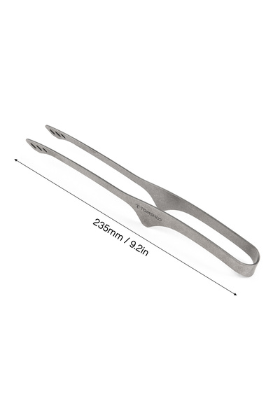 TOMSHOO Silver 9.2 Inch Lightweight Titanium Tongs BBQ Grill Tongs Clip Outdo...