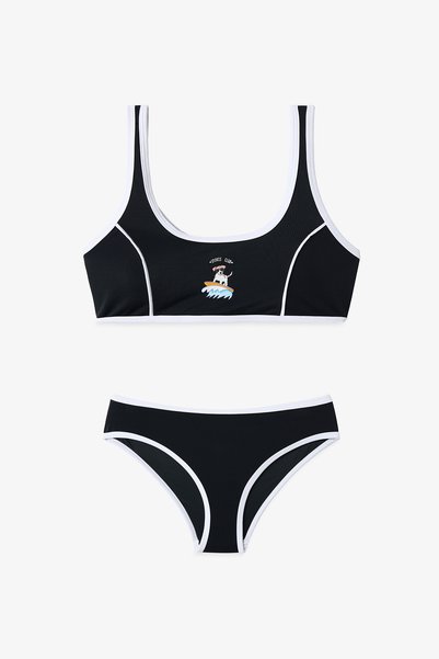 Penti Black Young Girl Puppy Halter Bikini Set