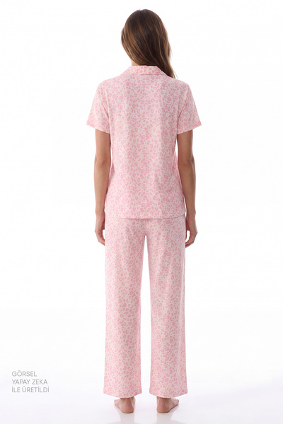 Penti Pembe Leopar Kısa Kollu Gömlek Pantolon Pijama Takımı