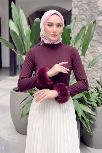 Salih Çelebi Bluză cu mâneci din blană 4593 - MÜRDÜM