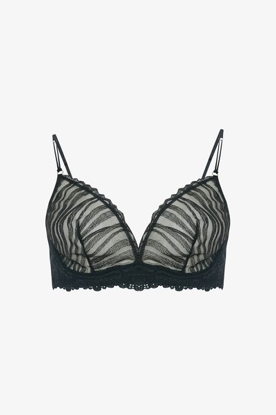 Penti Sutien negru Glam Brode cu model zebră, cu sârmă, fără umplutură