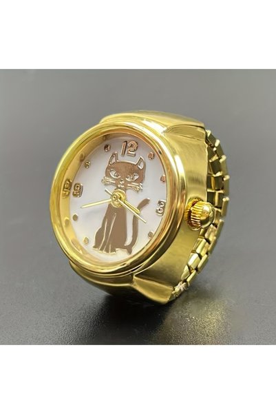 Choice Gold 1PC niche handsome kitten circular pointer quartz ring watch hot ...