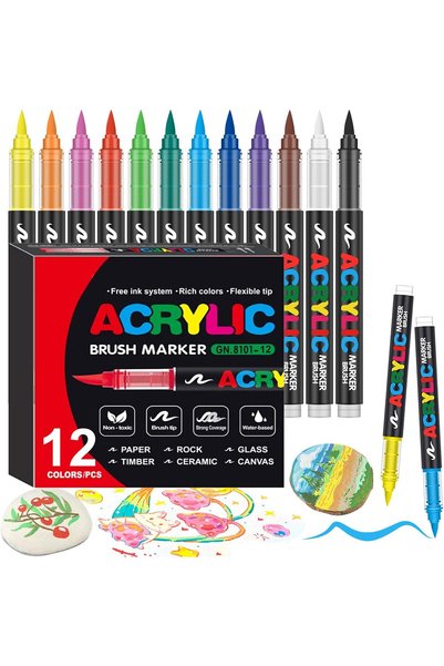 Choice 12 Colors 12-72 Colors Acrylic Paint Pens Markers Brush Tip Paint Mark...