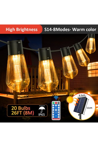 aiopp S14 8m 20 bulbs RF High brighter Solar String Lights , 20FT(8M) 20bulbs...