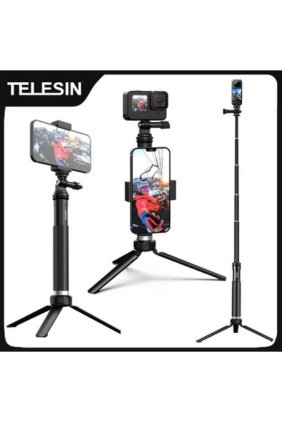 TELESIN عصا سيلفي خاصة بـ GoPro، عصا سيلفي 360 درجة °   حامل هاتف ثلاثي القوا...