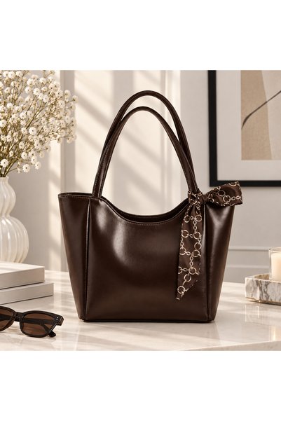 METEBAGS Fularlı Fermuar Kapamalı Shopper Kol Ve Omuz Çantası