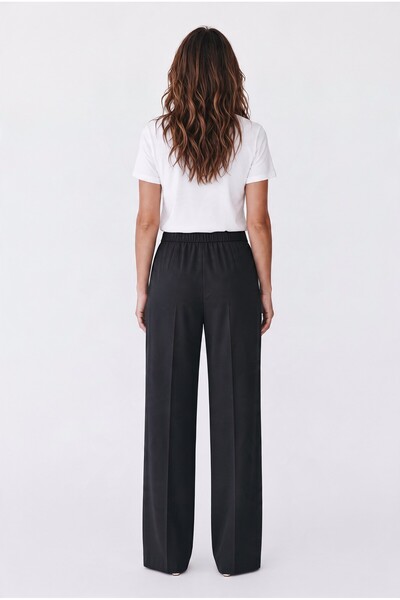 Fast Perry High Waist Elastic Wide Leg Palazzo Woven Women's Trousers