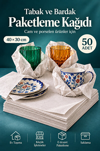 Ezupack 50 Adet 30x40 Bardak Tabak Cam Kase Sarma Taşıma Koruma Paketleme Amb...