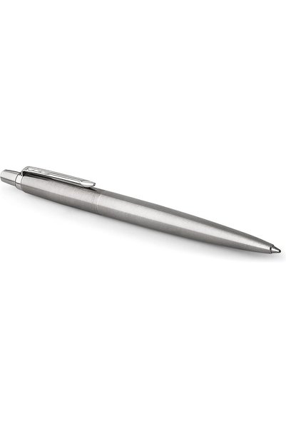 Parker قلم حبر جاف من نوع جوتر، مصنوع من الفولاذ المقاوم للصدأ مع حواف من الك...
