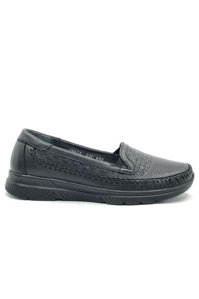 Forelli Eterna Genuine Leather Orthopedic Comfort Women's Casual Shoes Black