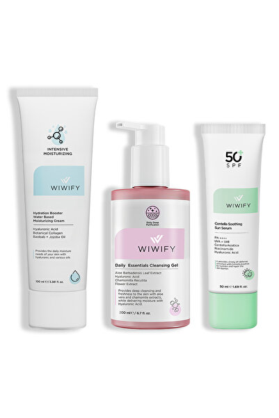 WIWIFY Daily Skin Care Set, Moisturizer + Cleansing Gel, Sunscreen | Baobab O...