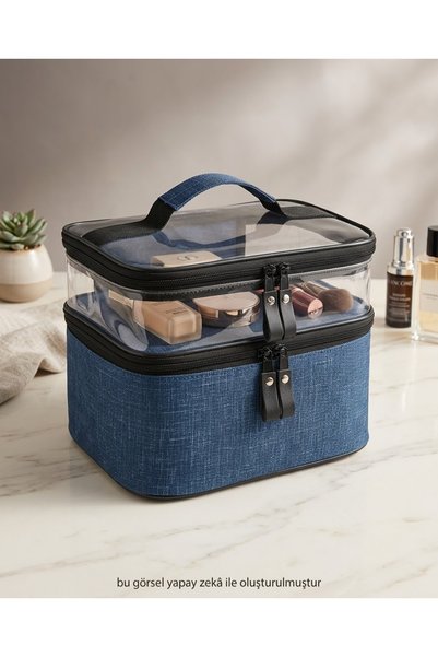 TURTİKA Makeup Bag Cosmetic Transparent Makeup Bag Suitcase Travel Makeup Kit Professional Compartmentalized