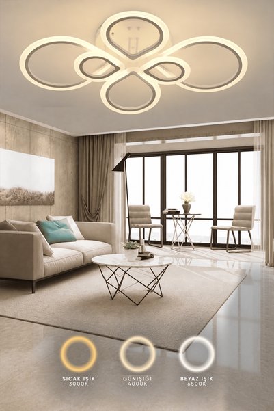 Elektroyou MS54005-6 Modern 3 Renk Ledli Mimari Tasarım Beyaz Plafonyer Lüks ...
