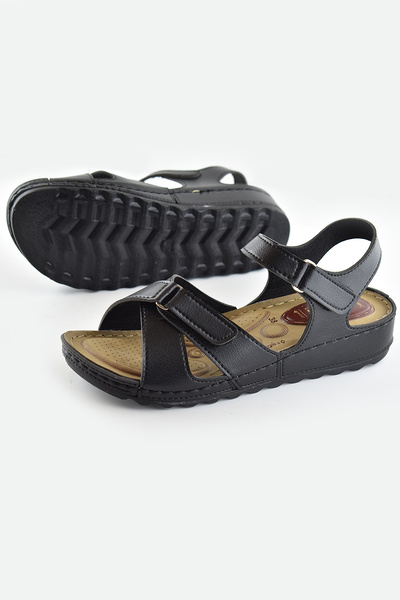 ISPARTALILAR 6002 FULL Orthopedic Sole Daily Women's Sandals Slippers Black Sandals
