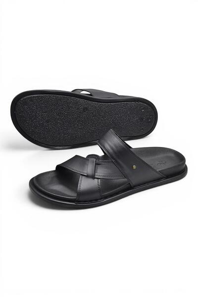 ISPARTALILAR 312 Full Orthopedic Daily Genuine Leather Men's Slippers Genuine Leather Daily Men's Slippers