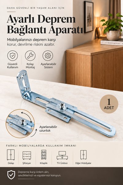 Şen Ticaret Ayarlı Deprem Bağlantı Aparatı 1 Adet | Mobilya ve Dolap Devrilme...