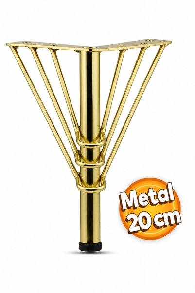 Moda Power MODA TELLİ Tv Ünitesi Koltuk Ayağı 20 Cm Gold Metal Baza Ayak 2 Adet