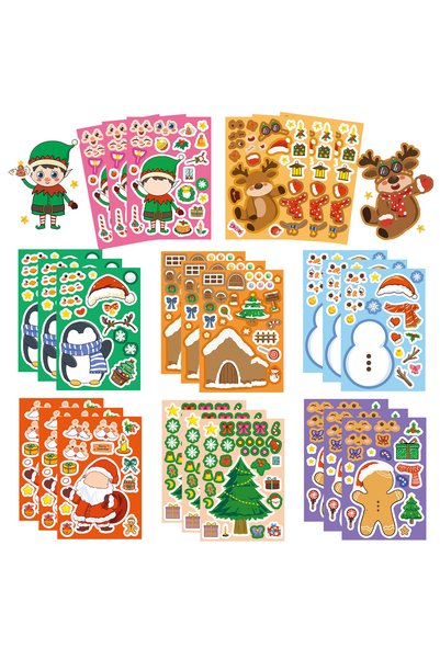 choice2 24PCS 8/16/24PCS Toy Puzzle Stickers Cartoon Christmas Make a Face St...