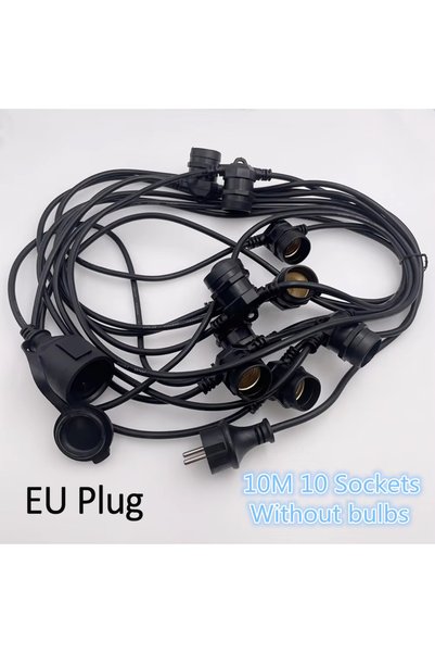 Choice سلسلة إضاءة LED بطول 10 أمتار مع 10 مصابيح - كابل 10 أمتار بمقابس E27 ...