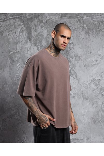 Overdrive Unprinted Boxy Fit Unisex Antique Painting Enzyme Wash Short Sleeve T-Shirt