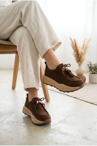 MERVESTORE Pantofi casual pentru femei din piele întoarsă, cu mărgele, talpă ...