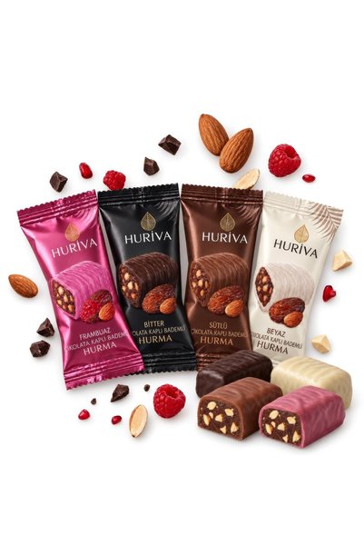 Huriva Karışık Çikolatalı Bademli Hurma Barları 500 GR