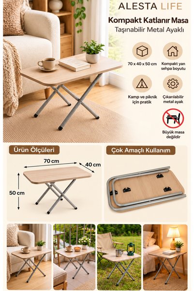Alesta Life Katlanır Mutfak, Piknik Masası, Kamp Masası, Plaj, Balkon, Bahçe,...