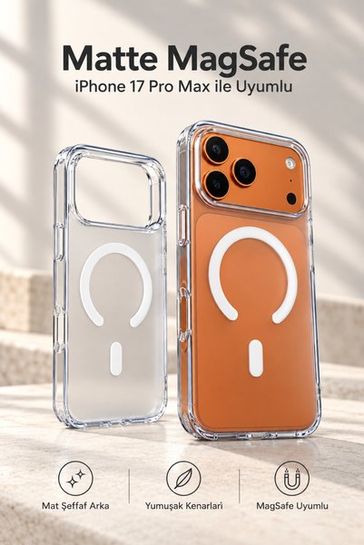 Evax [Mat Magsafe] iPhone 17 Pro Max Uyumlu Arkası Mat Şeffaf Yanları Yumuşak...