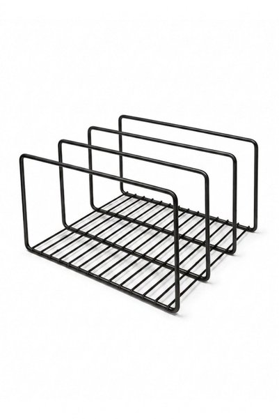Edora Home Siyah 3 Bölmeli Metal Tepsi ve Kesme Tahtası Düzenleyici, Mutfak Tepsilik ve Organizer
