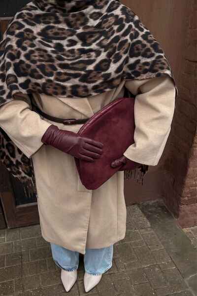 Berlesi Burgundy Suede Leather Portfolio Clutch Bag