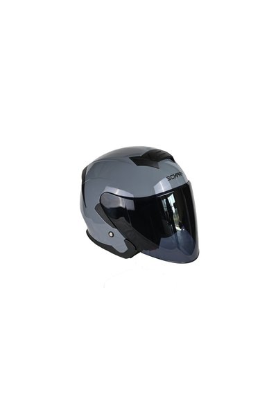 scharf 528 Siyah Vizörlü Yarım Motosiklet Kaskı - Güneş Camlı Açık Kask (Nardo Gri)