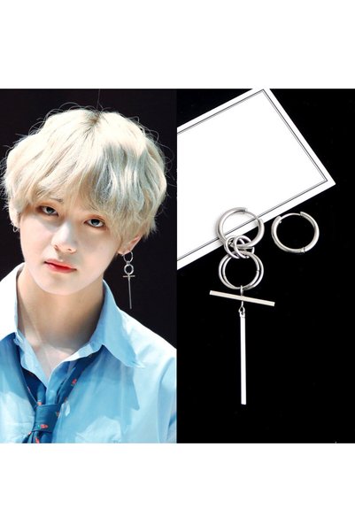 Choice 1 pair Silver Korean Fashion Style Punk Bangtnn Boys Earrings for Men ...