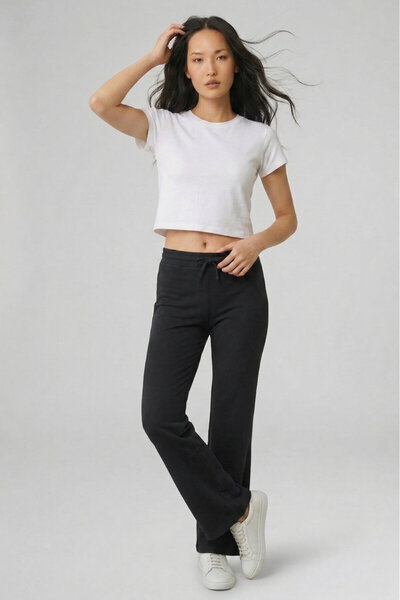 SMILE Laetitia Black Soft Textured Sweat Pants