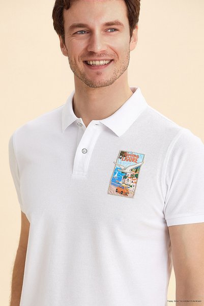 SMILE Marc White 100% Cotton Polo T-Shirt