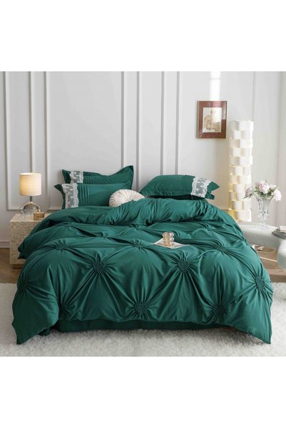 CASIMI In de pat, 6 piese, inimioare brodat , Finet Premium - Verde