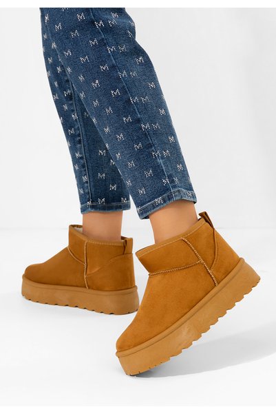 B T Shoes Ghete imblanite dama Zenaria camel