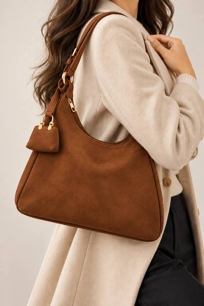 Neli Elegant Women's Suede Accessory Detailed Bag
