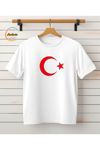ASELİNDA Tricou cu Steaua Lunii (TRICOU CU DRAGĂ TURCĂ) Tricou alb combinat (...