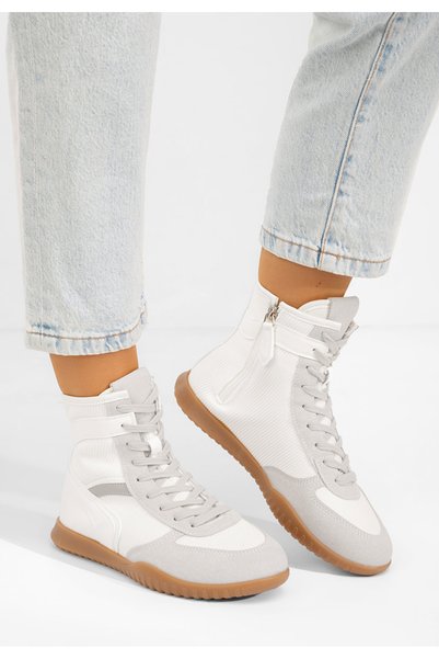 B T Shoes Tenisi inalti dama Daine albi