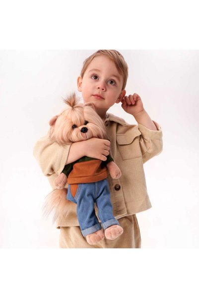 Orange Toys Catelus de plus, Orange Toys, Lucky Andy, 38 cm, tinuta detasabila si dulapior cu umerase