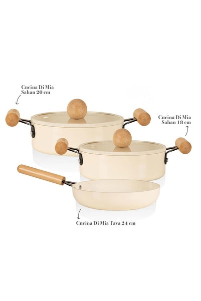The Mia Cucina Di Mia İndüksiyon Tabanlı Seramik Sahan Tava Seti 5 Parça
