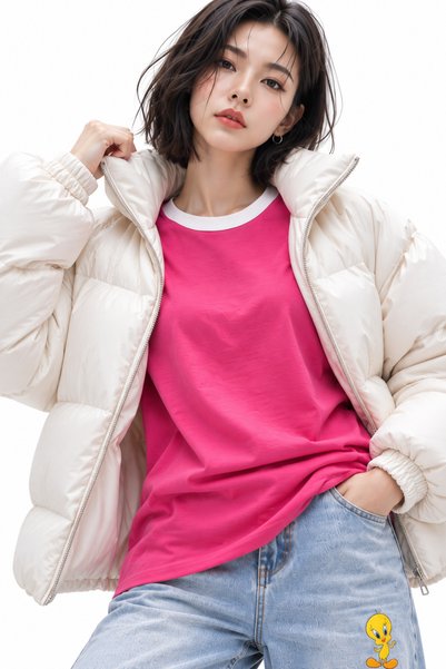 coho moda Basic Trend 100% Cotton Crew Neck Relaxed Fit T-Shirt